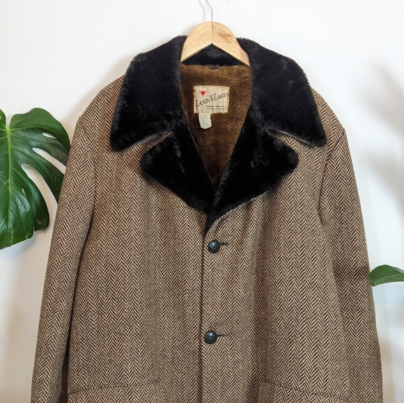 Land-N-Lakes | Vintage | 1960s | Minnesota | Tweed + Faux Fur Wool Overcoat - Picture 3 of 15